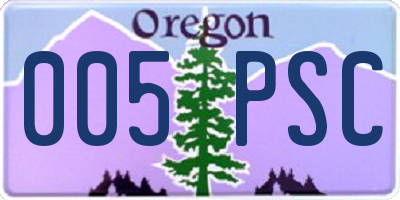 OR license plate 005PSC