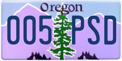 OR license plate 005PSD