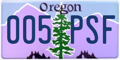 OR license plate 005PSF