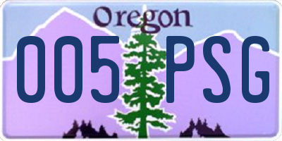 OR license plate 005PSG