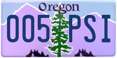 OR license plate 005PSI