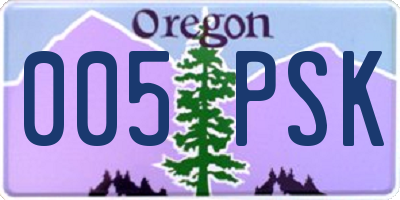 OR license plate 005PSK