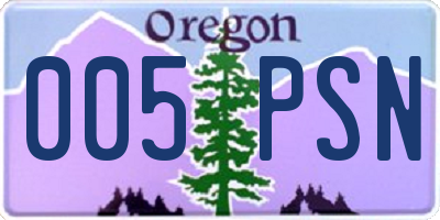 OR license plate 005PSN