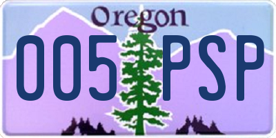 OR license plate 005PSP