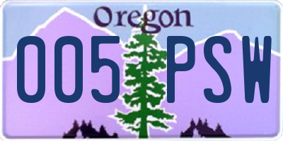 OR license plate 005PSW