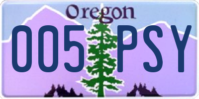 OR license plate 005PSY