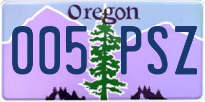 OR license plate 005PSZ