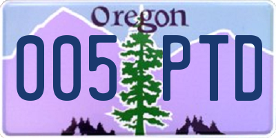 OR license plate 005PTD
