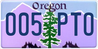 OR license plate 005PTO
