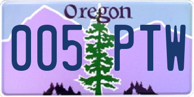 OR license plate 005PTW