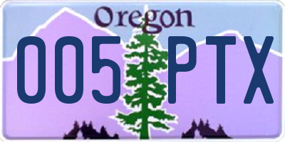 OR license plate 005PTX
