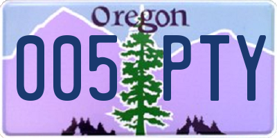OR license plate 005PTY