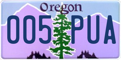 OR license plate 005PUA