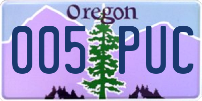 OR license plate 005PUC