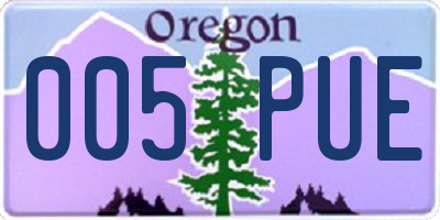 OR license plate 005PUE