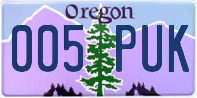 OR license plate 005PUK