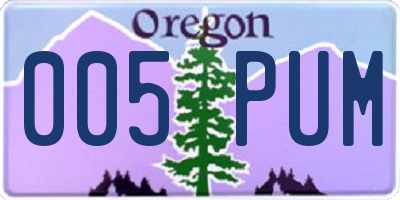 OR license plate 005PUM