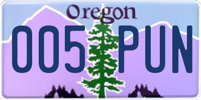 OR license plate 005PUN