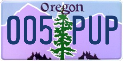 OR license plate 005PUP