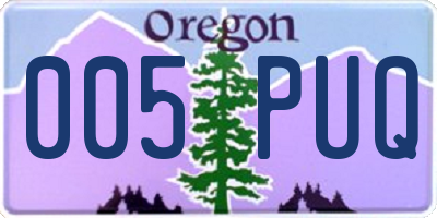 OR license plate 005PUQ