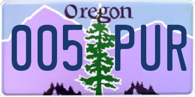 OR license plate 005PUR