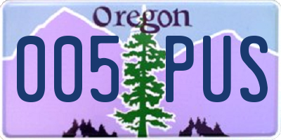 OR license plate 005PUS