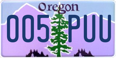 OR license plate 005PUU
