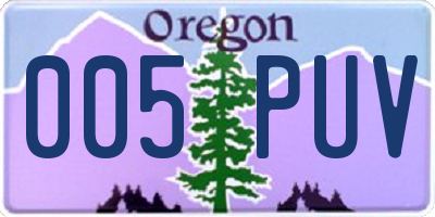 OR license plate 005PUV