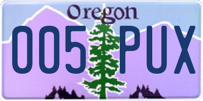 OR license plate 005PUX