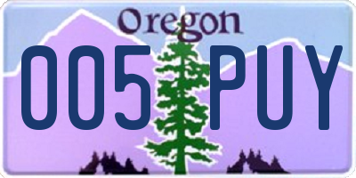 OR license plate 005PUY