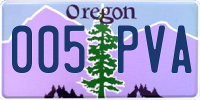 OR license plate 005PVA