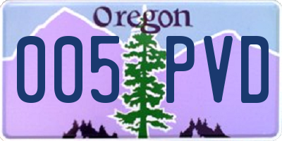 OR license plate 005PVD