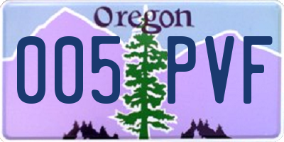 OR license plate 005PVF