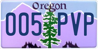 OR license plate 005PVP