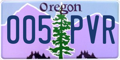 OR license plate 005PVR