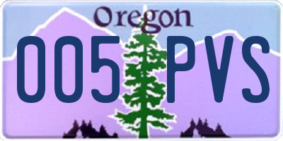 OR license plate 005PVS