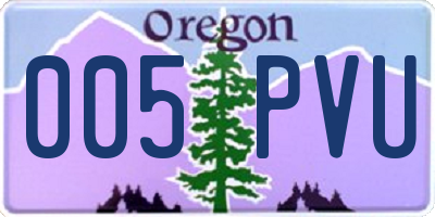 OR license plate 005PVU