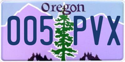 OR license plate 005PVX