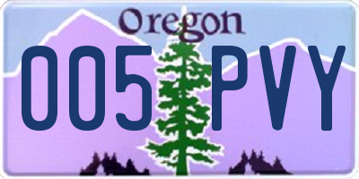 OR license plate 005PVY