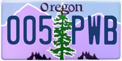 OR license plate 005PWB