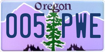 OR license plate 005PWE