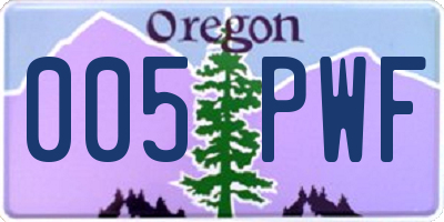 OR license plate 005PWF