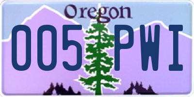 OR license plate 005PWI