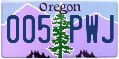 OR license plate 005PWJ
