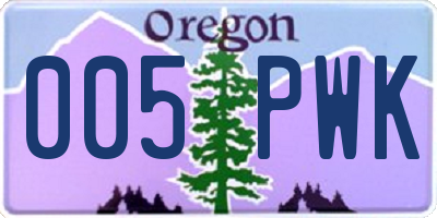 OR license plate 005PWK