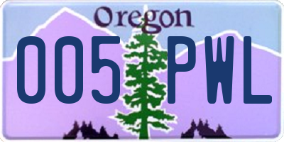 OR license plate 005PWL
