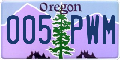 OR license plate 005PWM