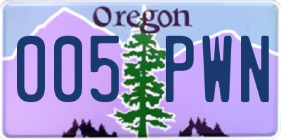 OR license plate 005PWN