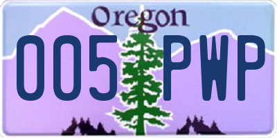 OR license plate 005PWP