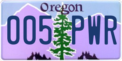 OR license plate 005PWR